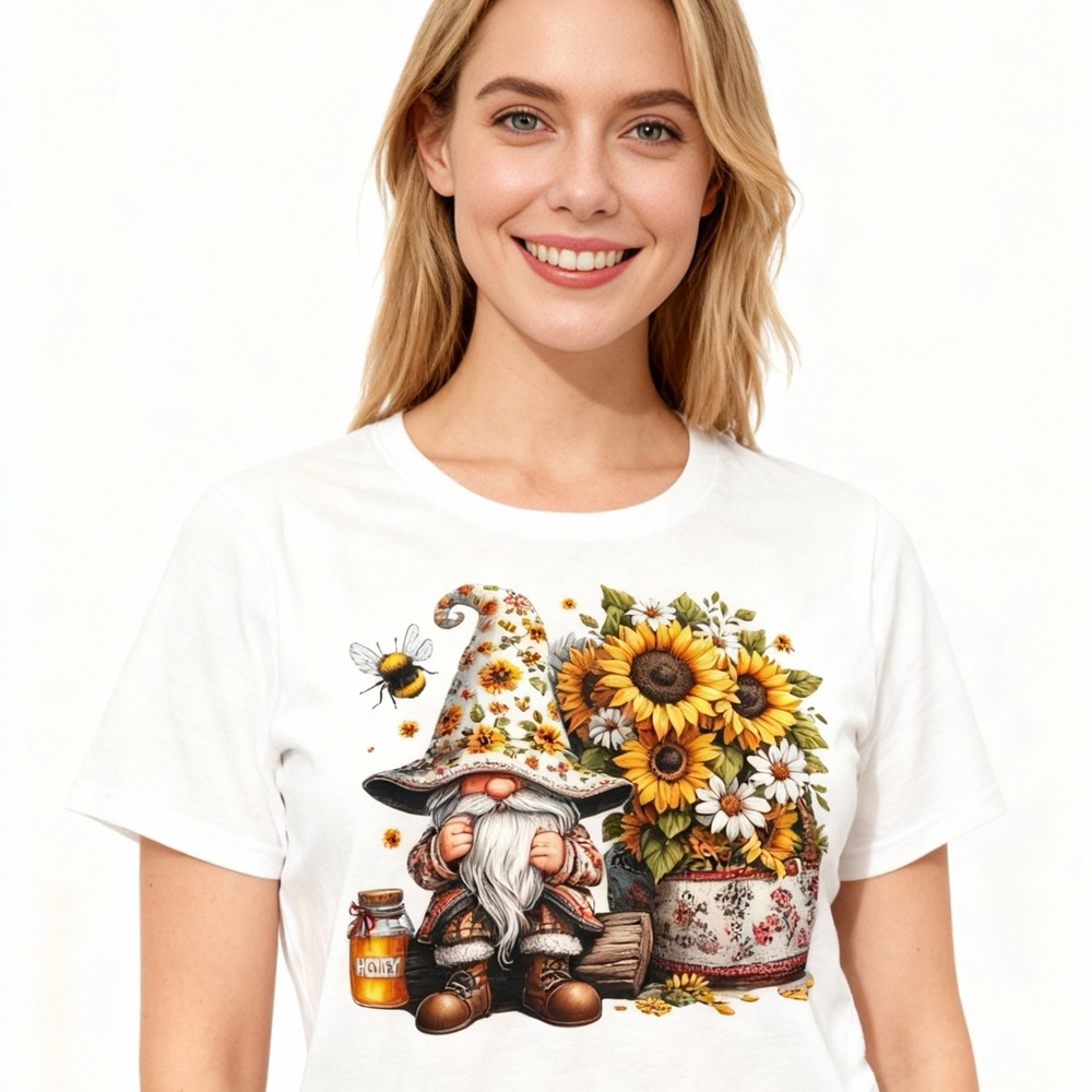 Sunflower Gnome T-Shirt | Cute Fall Tee | Bee & Flower Shirt